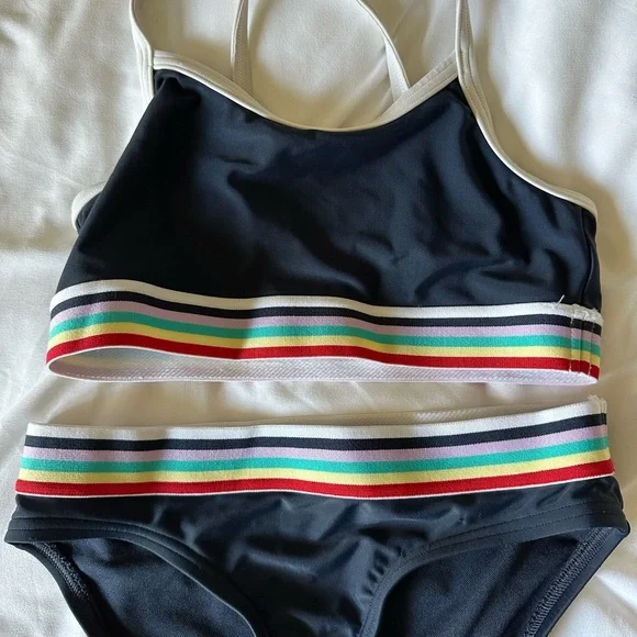 Abercrombie Kids Black Rainbow Band Bikini - Picture 2 of 6